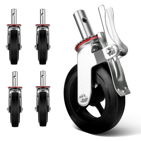 4 Pack Scaffolding Wheels, Dual Locking Casters, 360 Degrees Rotation, Suited for Scaffold Setup, Equipment Moving, Facility Maintenance, 4400 LB Capacity