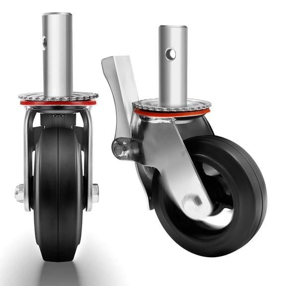 4 Pack Scaffolding Wheels, Scaffolding Caster Wheels with 360 Rotation, Heavy Duty Swivel Casters with Dual Lock Brake for Mobile Scaffolding