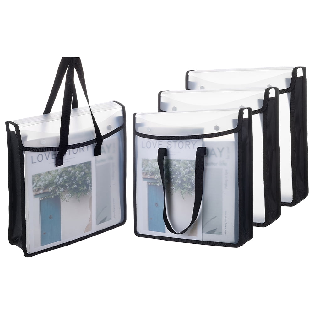 4 Pack Scrapbook Paper Storage Bag 13x3.15x13.58 Inch Art Portfolio Organizer Craft Paper Holder with Clear Window Durable PP Material Snap Buttons