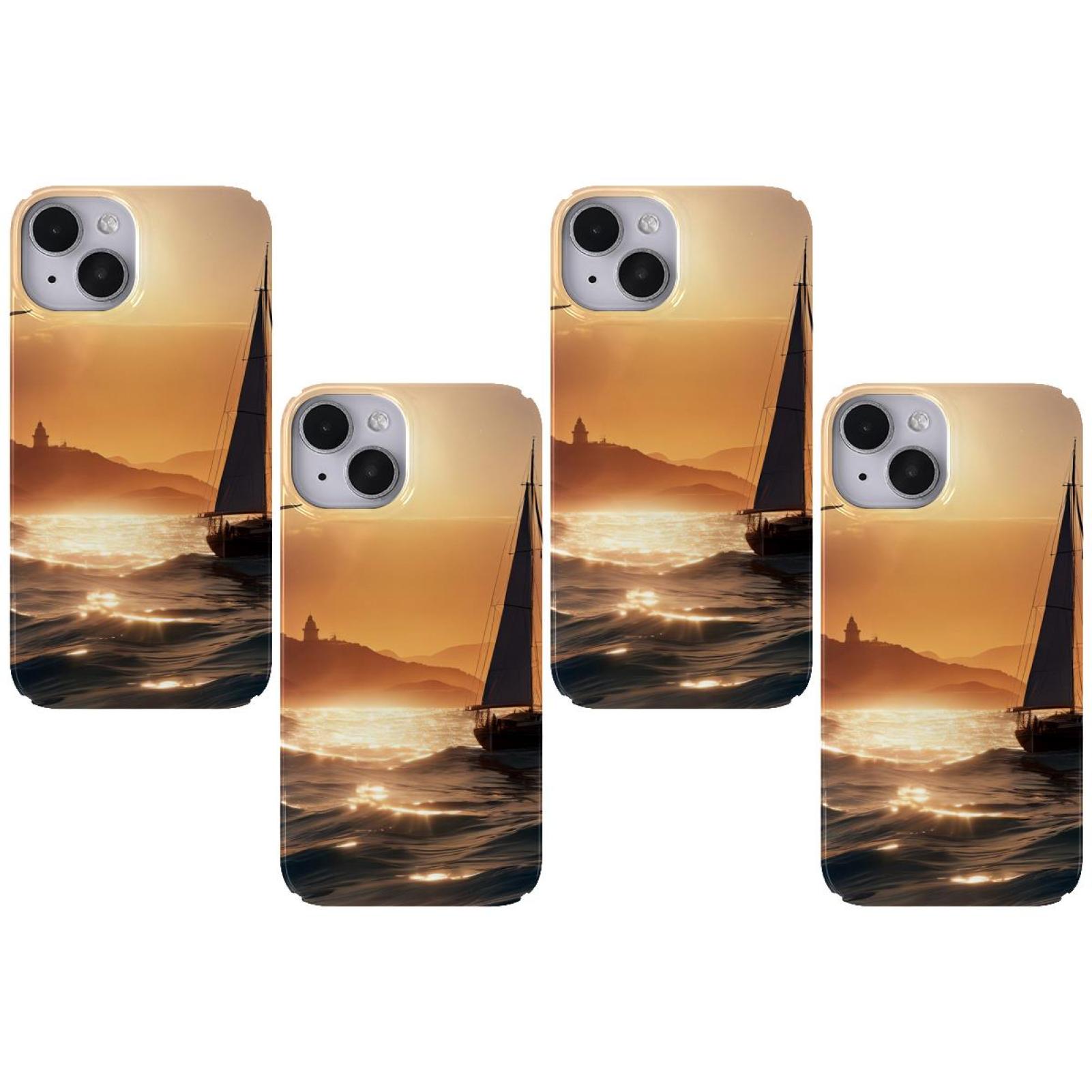 4Pack Scratchresistant Phone Case Sailboat Sunset View for iPhone 14