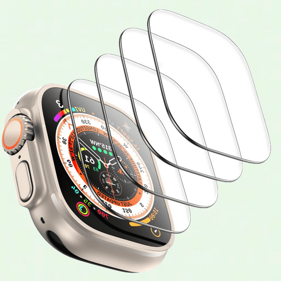 4 Pack Screen Protector for Apple Watch Ultra/Ultra 2 (2023) 49mm, [10X Military-Shockproof], High Definition Tempered Glass Screen Protector for iWatch Ultra 49mm, Anti-Scratch, Clear