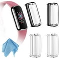 thumbnail image 1 of [4 Pack] Screen Protector Case for Fitbit Luxe, Soft TPU Plated Full Protective Bumper Cover, Black+Black+Clear+Clear, 1 of 8