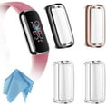 thumbnail image 1 of [4 Pack] Screen Protector Case for Fitbit Luxe, Soft TPU Plated Full Protective Bumper Cover, Black+Rose Gold+Clear+Clear, 1 of 8