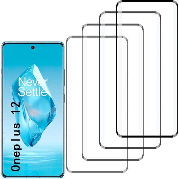 [4 Pack] Screen Protector Compatible with OnePlus 12,Scratch Resistant,Easy-Install,Bubble Free,Anti-Fingerprint,Tempered Glass Compatible with OnePlus 12