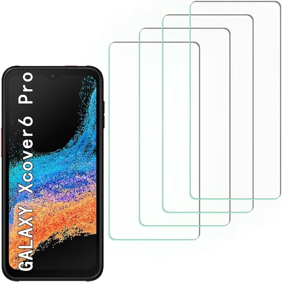 [4 Pack] Screen Protector Compatible with Samsung Galaxy Xcover6 Pro,Scratch Resistant,Easy-Install,Bubble Free,Anti-Fingerprint,Tempered Glass Compatible with Samsung Galaxy Xcover6 Pro
