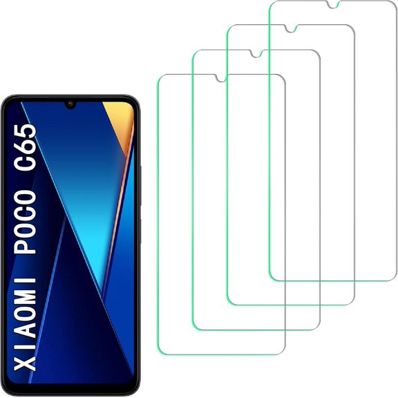 [4 Pack] Screen Protector Compatible with XIaomi Poco C65,Scratch Resistant,Easy-Install,Bubble Free,Anti-Fingerprint,Tempered Glass Compatible with XIaomi Poco C65