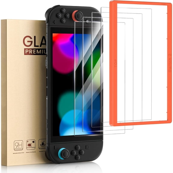 4 Pack Screen Protector for Nintendo Switch 2, with Alignment Frame, Scratch Resist Bubble-Free 0.3mm Ultra Thin 9H Hardness High Definition Premium Tempered Glass Compatible with Nintendo Switch 2