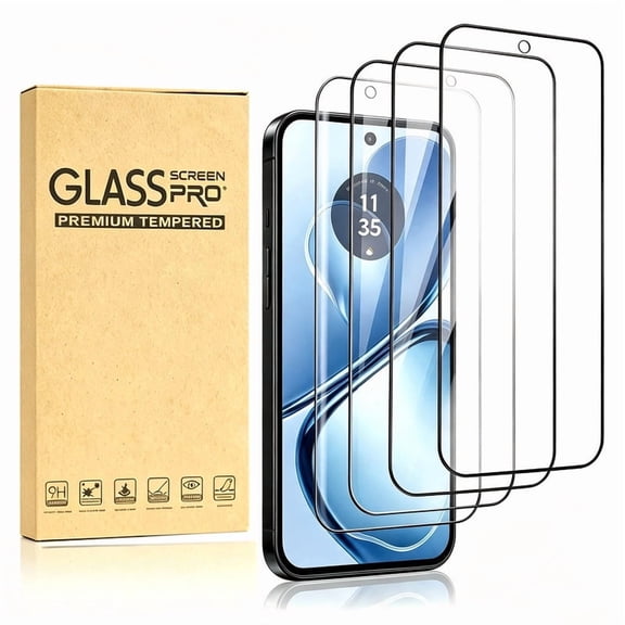 4-Pack Screen Protector for Moto G Stylus 2026, Silk Print Full Black Frame Tempered Glass, HD Clear 9H Scratch Resistant Oleophobic Coating