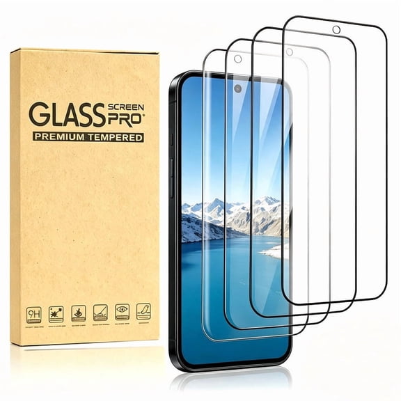 4-Pack Screen Protector for Samsung Galaxy A36/A37 5G, Silk Print Full Black Frame Tempered Glass, HD Clear 9H Scratch Resistant Oleophobic Coating