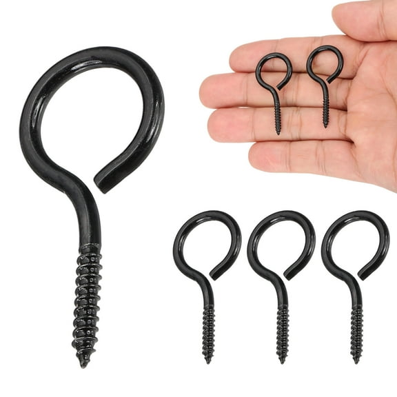 4 Pack Screw Eyes, M3x40mm 304 Stainless Steel Heavy Duty Eye Bolts Screw, Black