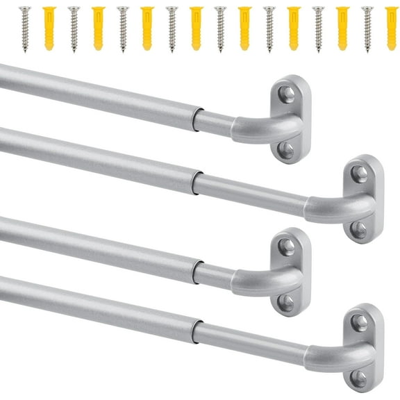 4 Pack Screwed Sash Curtain Rod Adjustable 30-40 Inch, 3/8 In. Diameter, French Door Curtain Rods (Nickel)