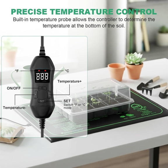 4 Pack Seedling Heat Mats with Thermostat, 10" x 20.75" Waterproof Plant Heating Mat