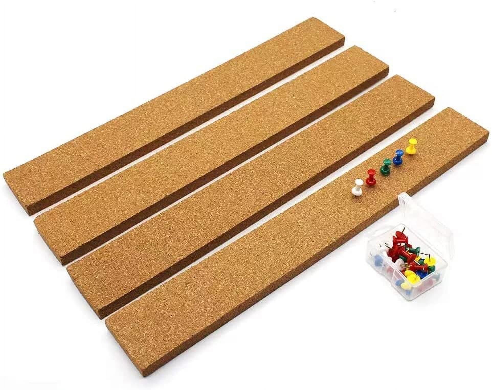 4 Pack Self-Adhesive Cork Board Roll-Wall Thick Bulletin Board with 50  Multi-Color Push Pins-15 inch x 2 inch- Ultra Strength Adhesive Backing for  Office, Home, School- Note Pads is Gift 