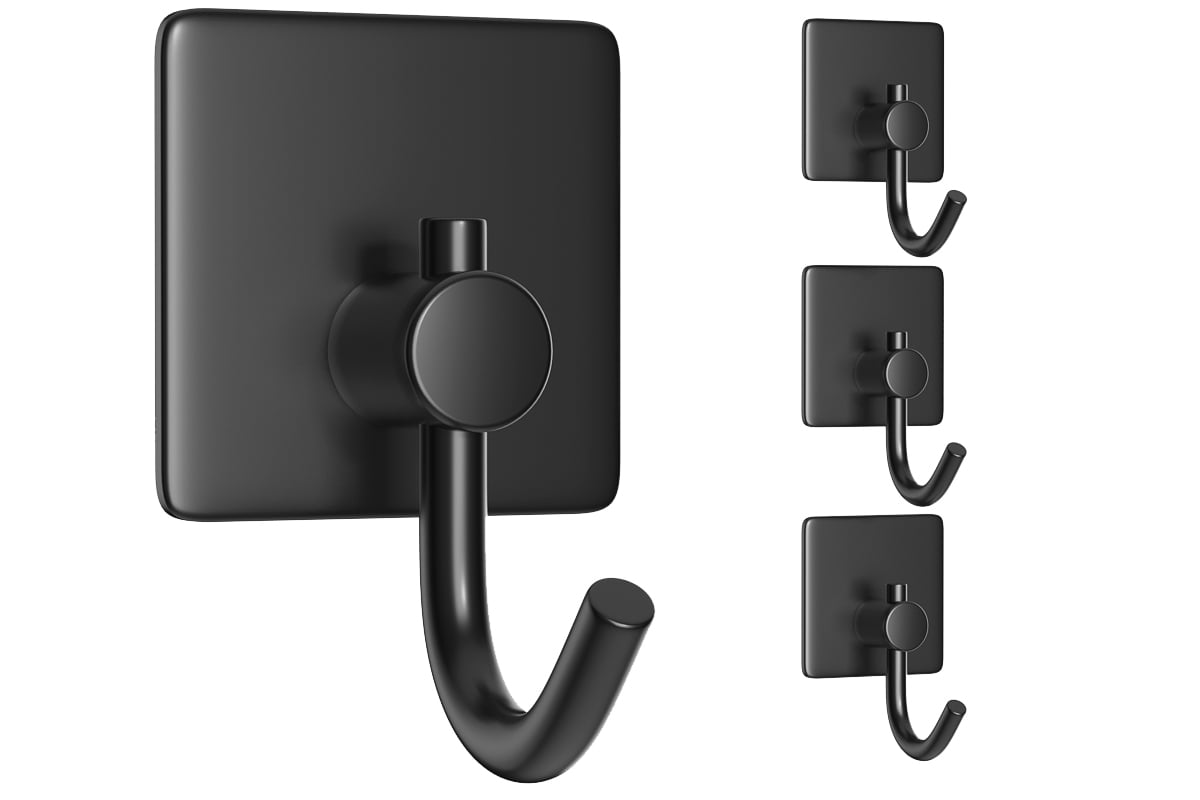 4 Pack Self Adhesive Hooks,Heavy Duty Stick On Wall and Door Hooks for