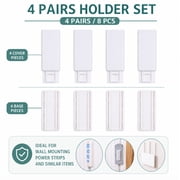 4 Pack Self Adhesive Power Strip Holders, Wall Mounted Cable Management Racks for Home and Office, TIKA
