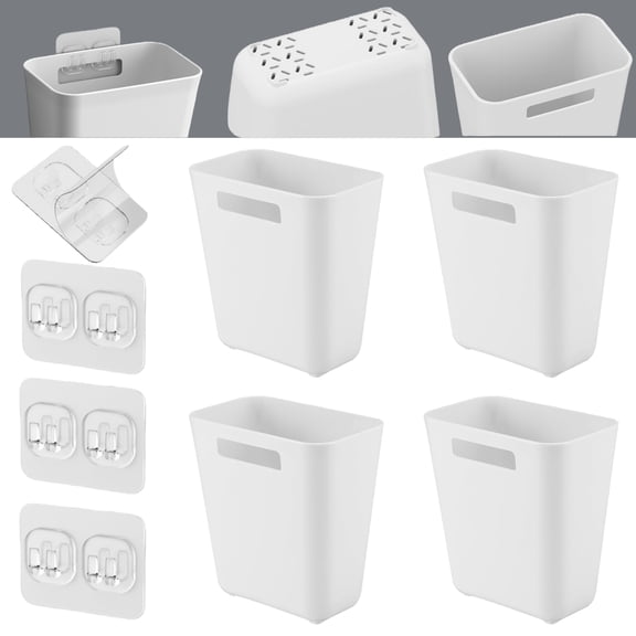 4 Pack Self-Adhesive Wall Mount Storage Boxes, Multi-Scene Organization for Kitchen, Bath, Office