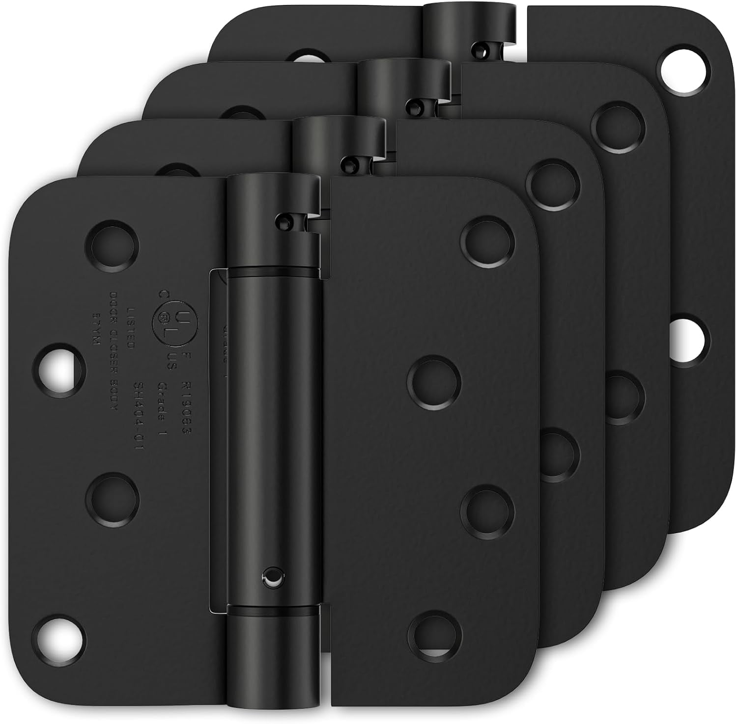 6 Pack Self-Closing Door Hinges - 4 Inch Spring Loaded, Adjustable Tension, Matte Black - Heavy Duty For Interior & Exterior Doors
