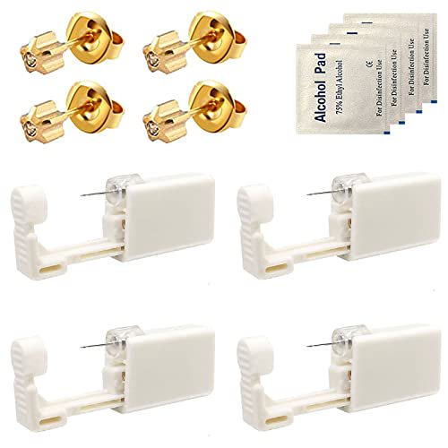 4 Pack Self Ear Piercing Gun, Disposable Self Ear Piercing Gun Kit with