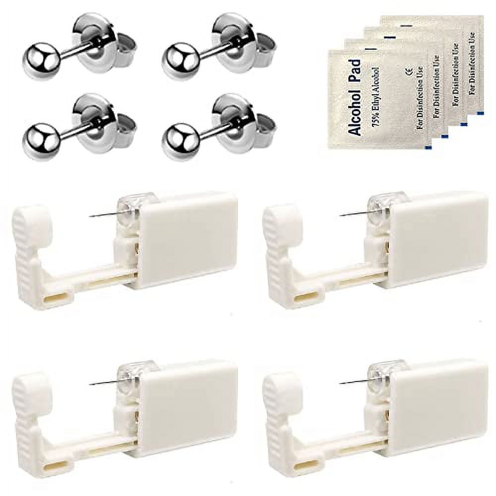 4 Pack Self Ear Piercing Gun, Disposable Self Ear Piercing Gun Kit with