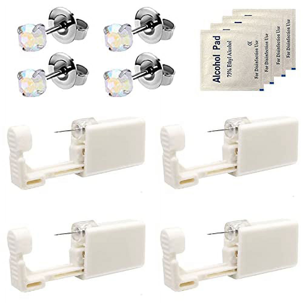 4 Pack Self Ear Piercing Gun, Disposable Self Ear Piercing Gun Kit with