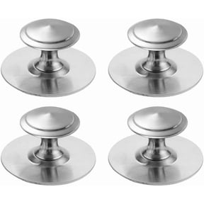4 Pack Self-Stick Cabinet Handle Pulls Stainless Steel Silver Knobs with Adhesive for Mirror Cabinets Glass Sliding Doors Cupboards Drawer No Punching Peel and Stick Knobs Drill Free (Silver)