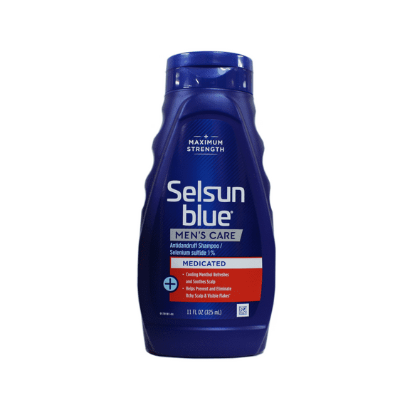 "4 Pack Selsun Blue Medicated Maximum Strength Dandruff Shampoo Men's Care, 11 Ounce each"