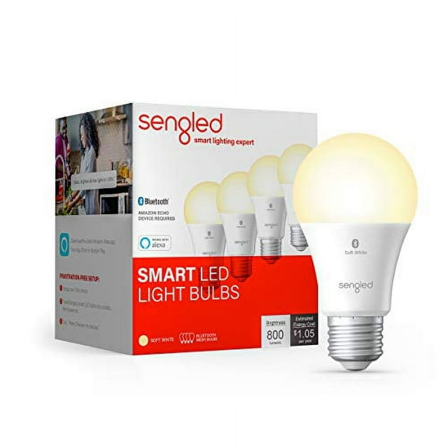 4 Pack Sengled Smart Bluetooth Mesh Dimmable LED Light Bulb, Works with