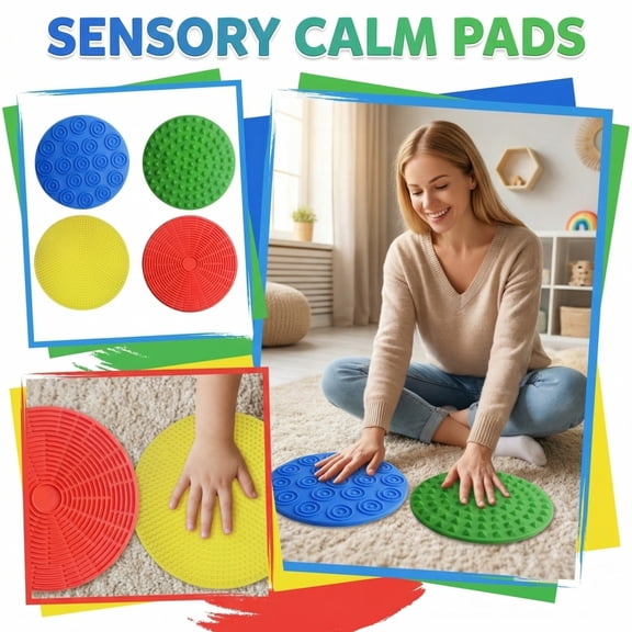 4 Pack Sensory Fidget Magnet Toys, Textured Silicone Magnetic Sliders for Autism ADHD, Quiet Stress Relief Tactile Mat for Adults Office Desk Travel Classroom Must Haves