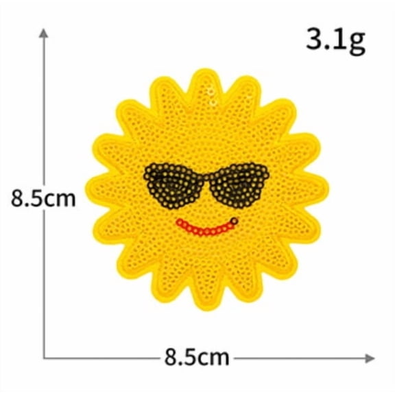 4 Pack Sequin Embroidered Summer Style Sun Hat Patches - Coconut Tree Design for Fabric Repair