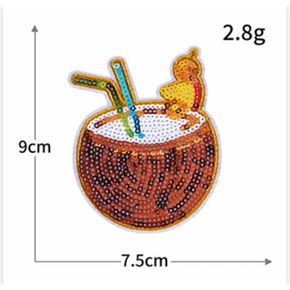4 Pack Sequin Embroidered Summer Style Sun Hat Patches - Coconut Tree Design for Fabric Repair