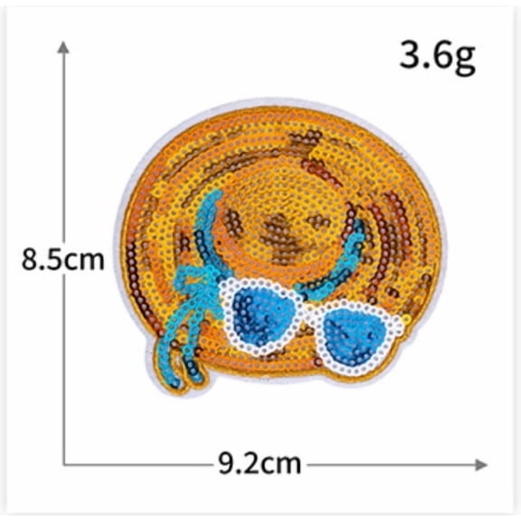 4 Pack Sequin Embroidered Summer Style Sun Hat Patches - Coconut Tree Design for Fabric Repair
