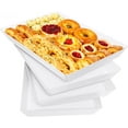 thumbnail image 1 of 4-Pack Serving Tray, Platter for Parties, Entertaining, Camping & Food Display, Reusable Stackable Plastic Trays in Kitchen, Rectangular Platters Cookie, Appetizer(White), 1 of 3