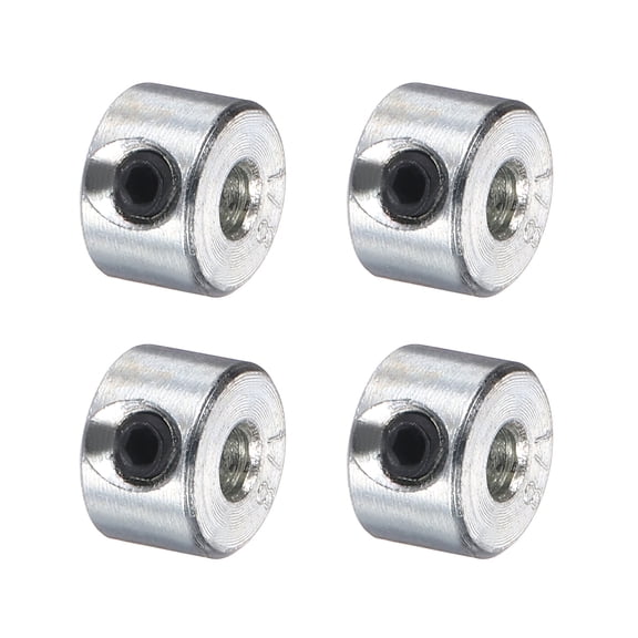 4 Pack Set Screw Collars 1/8" Bore Carbon Steel Shaft Collars, 3/8" OD