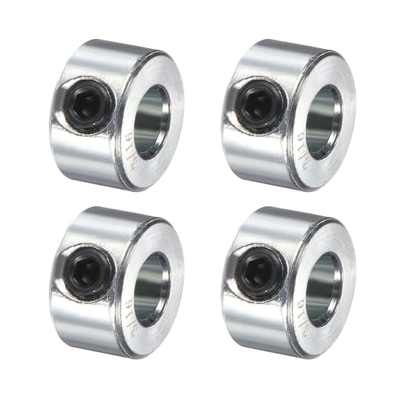 4 Pack Set Screw Collars 3/16" Bore Carbon Steel Shaft Collars, 7/16" OD