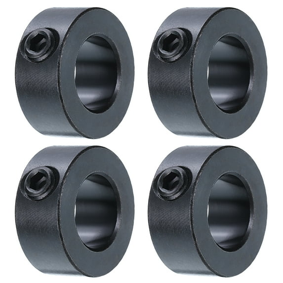 4 Pack Set Screw Collars 5/8" Bore Carbon Steel Shaft Collars, 1-1/8" OD, 1/2" Width Axle Collar Clamp, Black Oxide