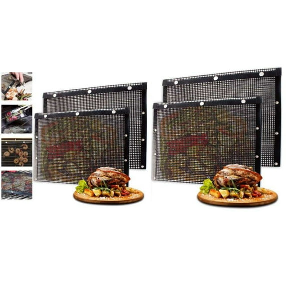 4 Pack Set of Heavy Duty Non-Stick Grilling Bags, X-Large 11" x 13", Heat-Resistant Mesh BBQ Grill Bags 4pcs