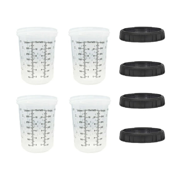 4 Pack Set of Medium Size 13.5 Ounce (400ml) Hard Cups and Retainer Rings