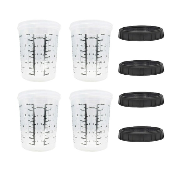4 Pack Set of Mini Size 6 Ounce (200ml) Hard Cups and Retainer Rings