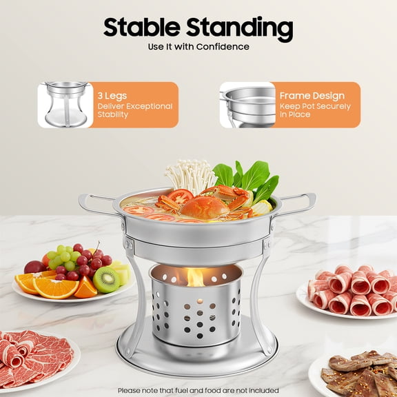 4 Pack Shabu Shabu Mini Hot Pot, Chafing Dishes for Buffet, Stainless Steel Single Hot Pot