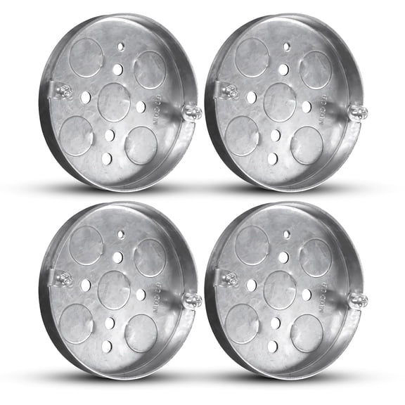 4 Pack Shallow Electrical Box, 1/2-Inch Deep, 1/2-Inch Bottom Knockouts 4-Inch Round Ceiling Pan Pancake Box Round Electrical Box (4)