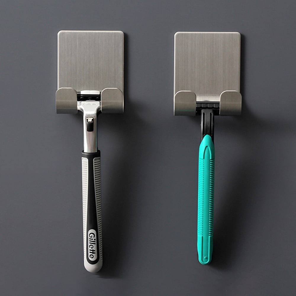 Holder for Shower, Shaver Holder Hanger Wall Adhesive Hooks Steel-4 Packs