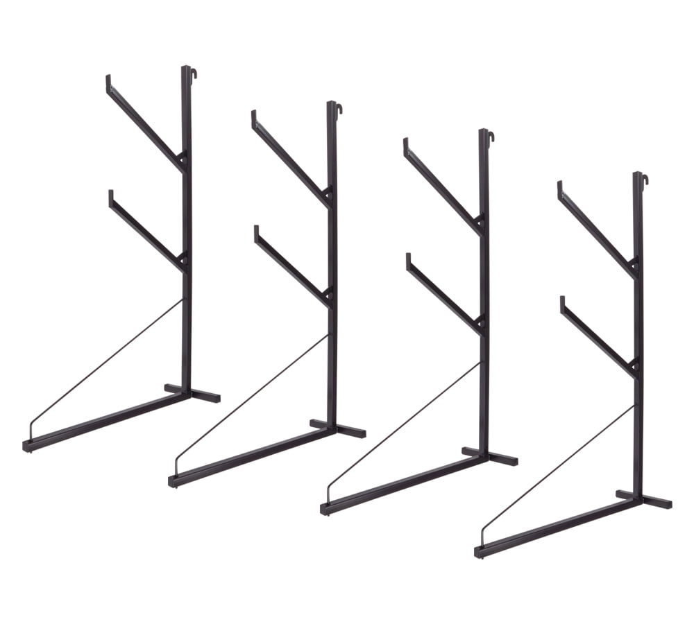 4 Pack Shipping Container Pipe Rack w/ Workbench - 29-1/8"(L) x 53-1/8"(H), 550 lbs WLL Black Powder Coated Steel Rack for Trailer Containers - Welded Hook, Easy Installation
