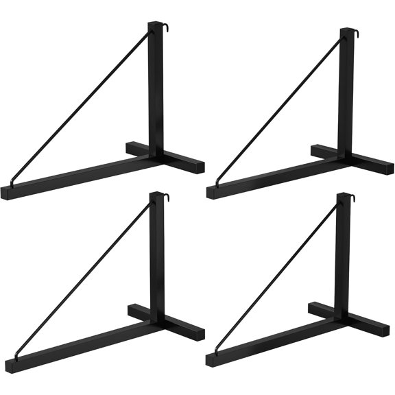 4 Pack Shipping Container Shelf Brackets 550 lb Capacity Heavy Duty Steel Hanging Storage Rack 1-Tier D-Ring Mount Shelving