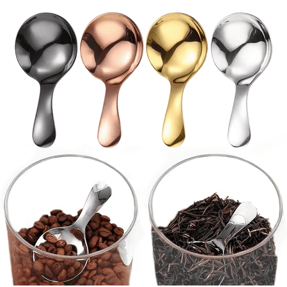 4 Pack Short Handle Scoops Mini Small Scoops for Canisters - Stainless Steel Mini Coffee Candy Scoop for Sweet Jars Salt Sugar Tea Dessert