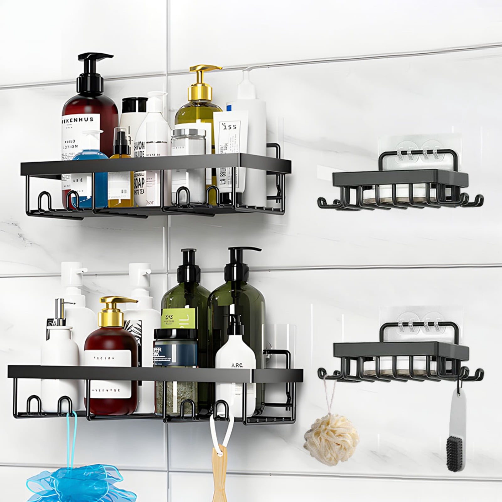 Yuhuan 4 Pack Shower Caddy Shelf Organizer Rack with Soap Rack ...
