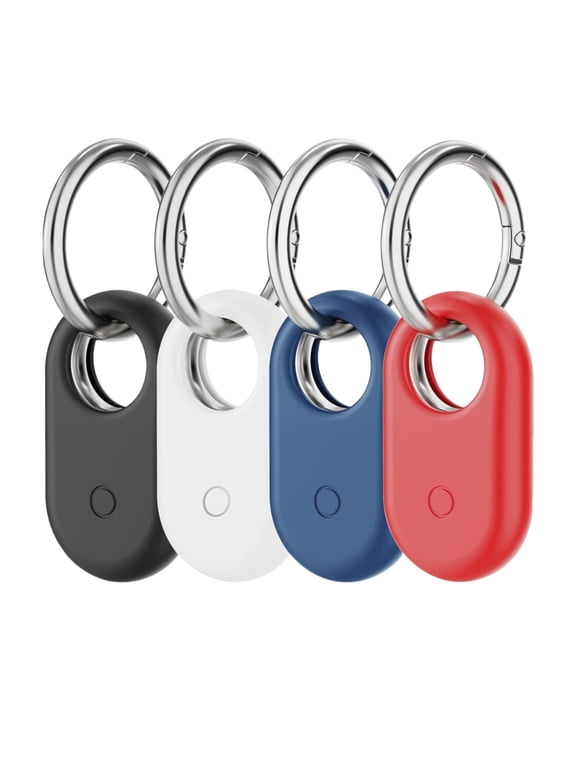 [4 Pack Silicone Case for Samsung SmartTag2, Silicone Holder for Galaxy Smart Tag 2 with Keychain - Full Body Shockproof, Anti-Scratch Cover for Backpacks, Car Keys, Luggage, Dog Collars