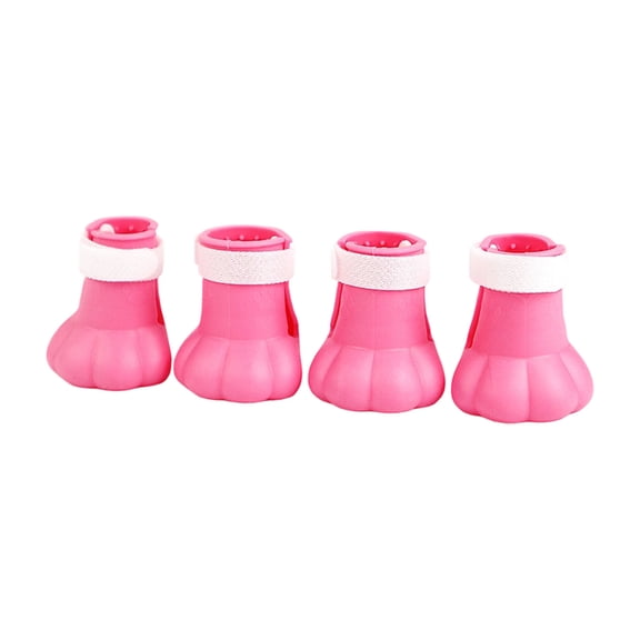 4-Pack Silicone Cat Shoes Protective Pet Boots with Adjustable Straps Anti-Scratch Grooming Paws for Bathing Shaving