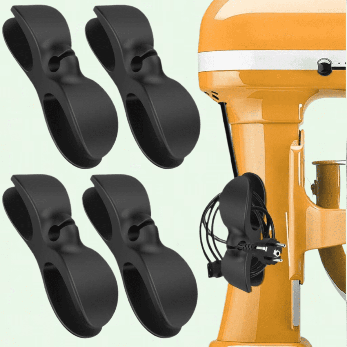 4 Pack Silicone Cord Organizer for Kitchen Appliances - Adhesive Cord Holder Keeper for Mixer, Coffee Maker, Pressure Cooker