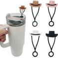 thumbnail image 1 of 4 Pack Silicone Cowboy Hat Straw Covers Cap Compatible with Stanley Cup 30 40 oz, Cute Funny Tumbler Straw Topper Accessories for Man & Woman Gift, 1 of 6