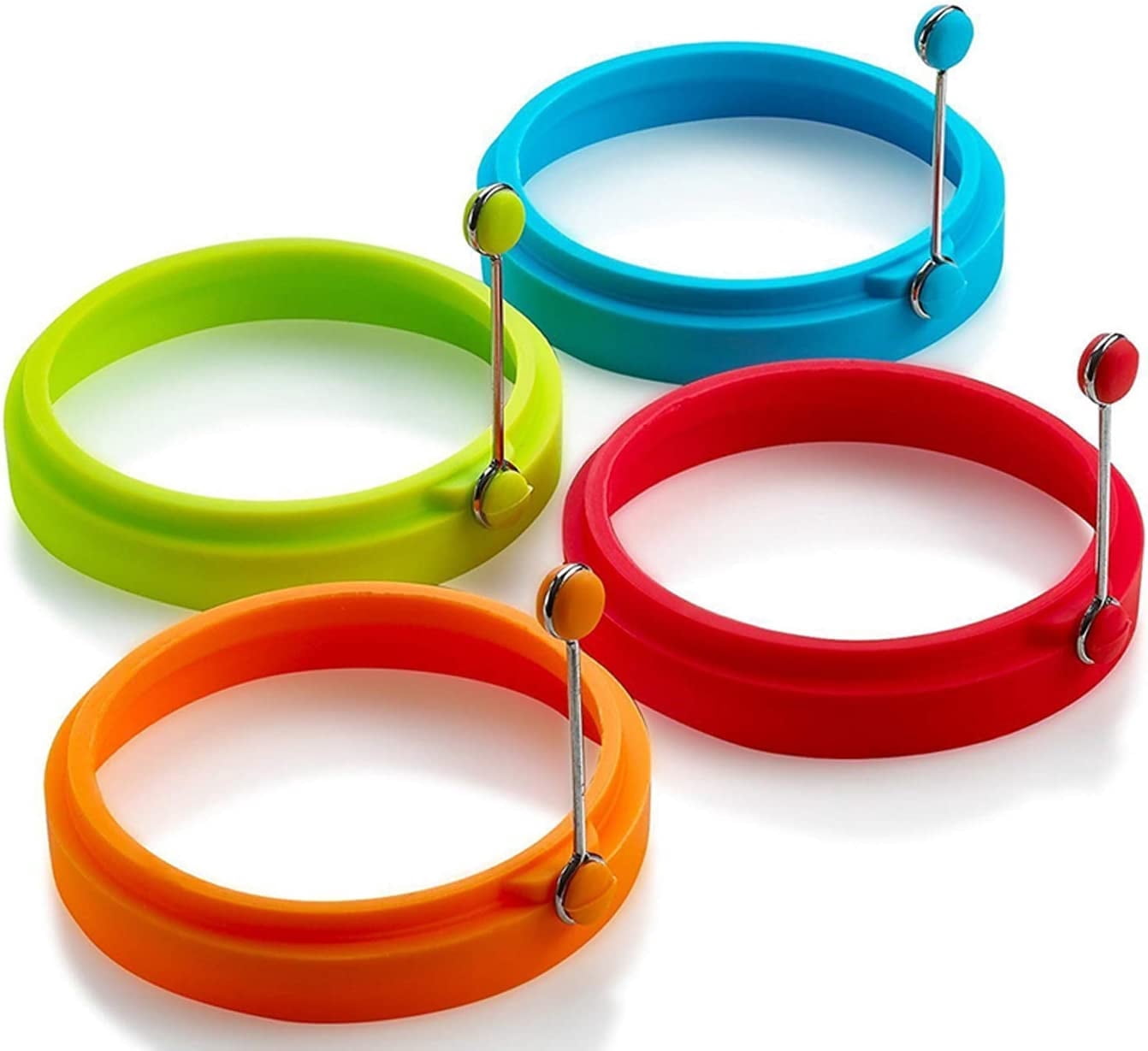4 Pack Silicone Egg Rings Non Stick Egg Cooking Rings with Stay-Cool ...